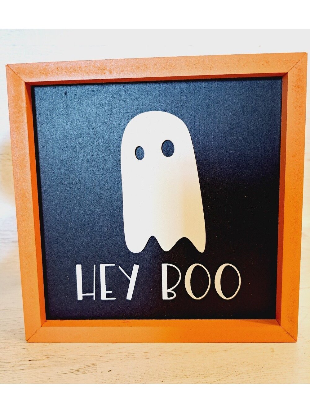 Hey BOO Pumpkin Halloween Ghost Whimsical Minimalist Boo Basket Rustic Farmhouse - Picture 2 of 6